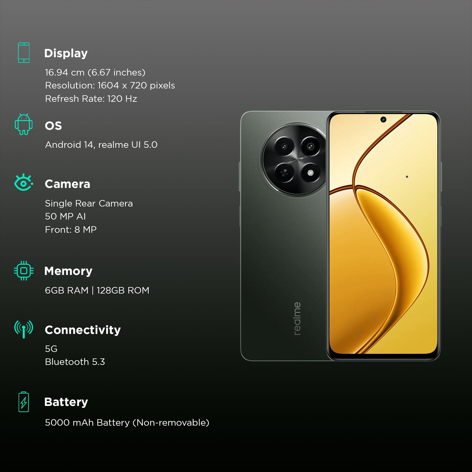 realme C65 5G (6GB RAM, 128GB) Glowing Black - Buy Online at Best